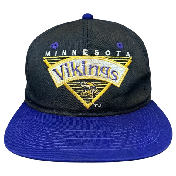Vintage Minnesota Vikings Hat Cap Snapback NFL Football 90s Black YHC TeamNFL - Picture 1 of 7